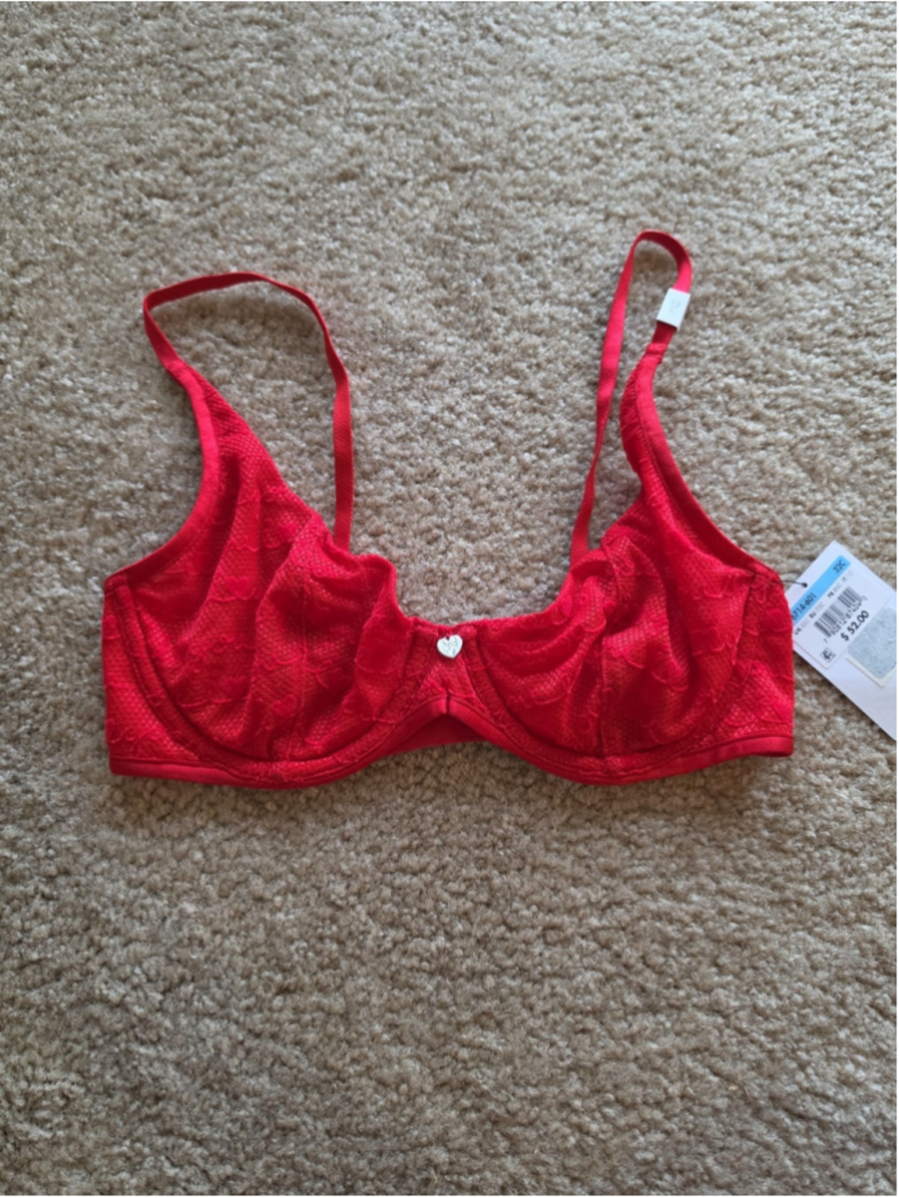 Calvin Klein Rustic Red I Love You Unlined Demi Bra Size 32C